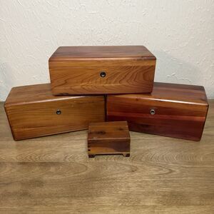 3 Vintage Lane Mini Cedar Chest + Tiny Chest Trinket Box Treasure Chest NO KEY